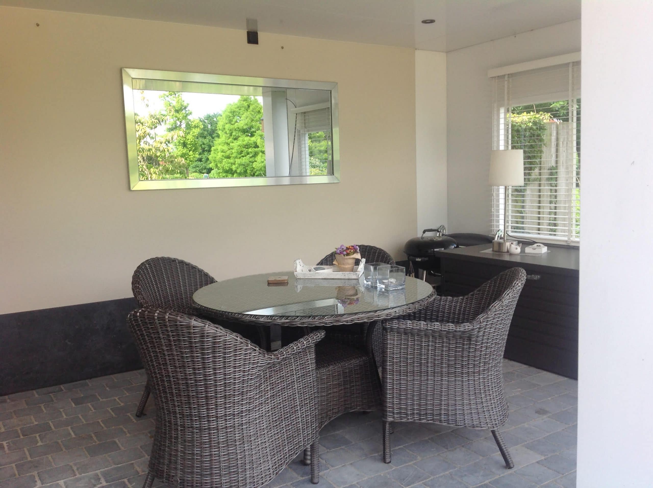 Tuinspiegel met 6cm blank zinken frame 800 x 1700mm