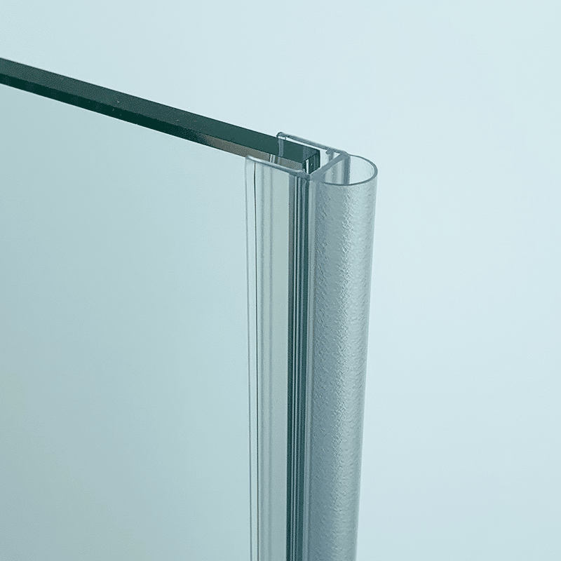 Closeup van een afdichtstrip op de kopse kant van glas
