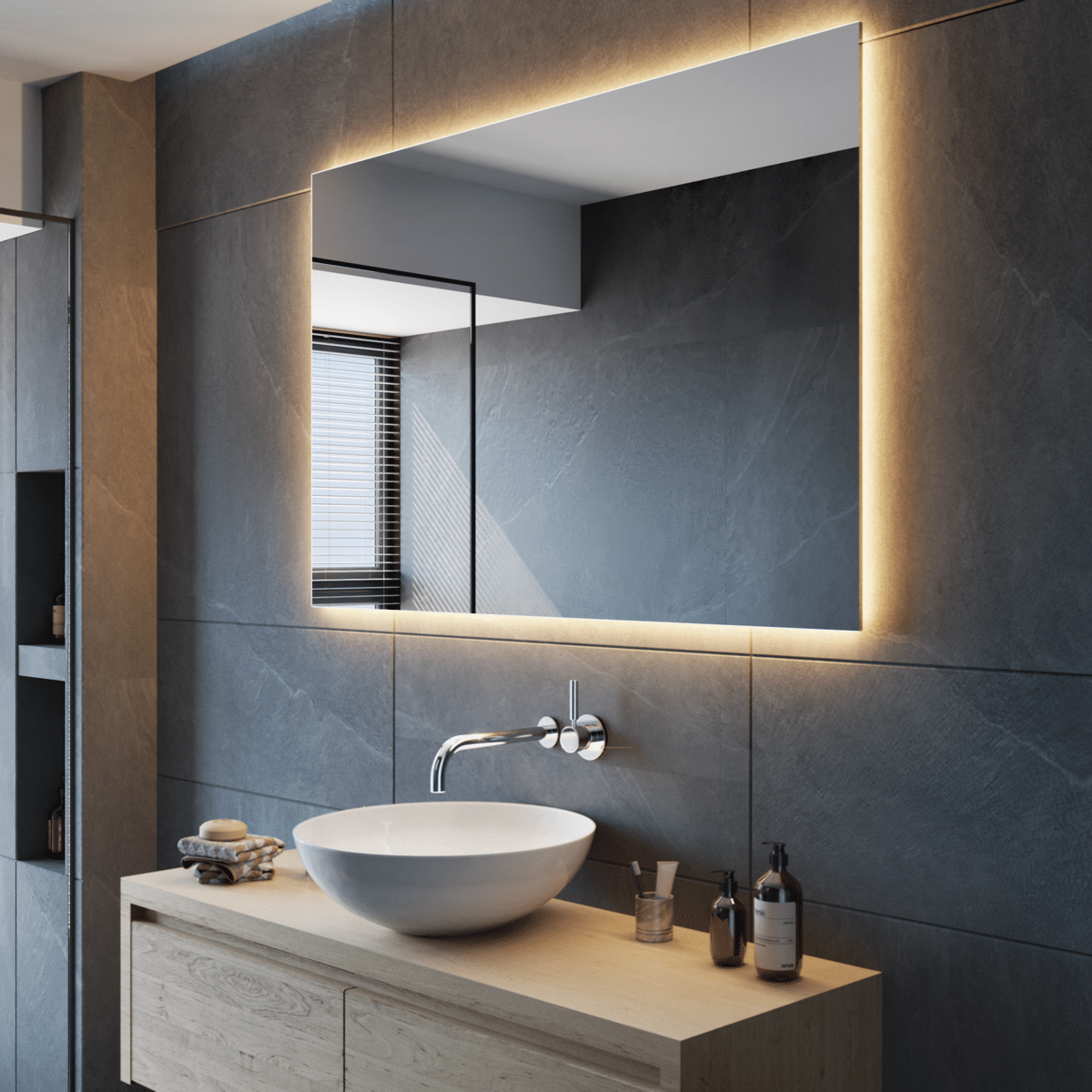 Model Londen: Badkamer spiegel met led verlichting✴️