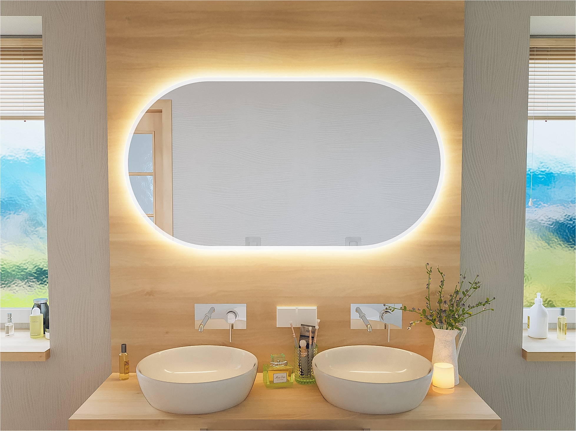 Model Lagos Ovale badkamerspiegel met verlichting ️