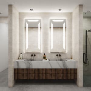 badkamerspiegels met verlichting aan drie kanten