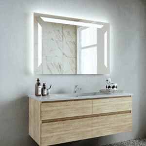 badkamer spiegel met verlichting aan drie kanten
