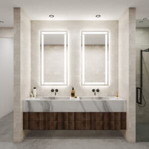 moderne badkamerspiegels boven wastafel