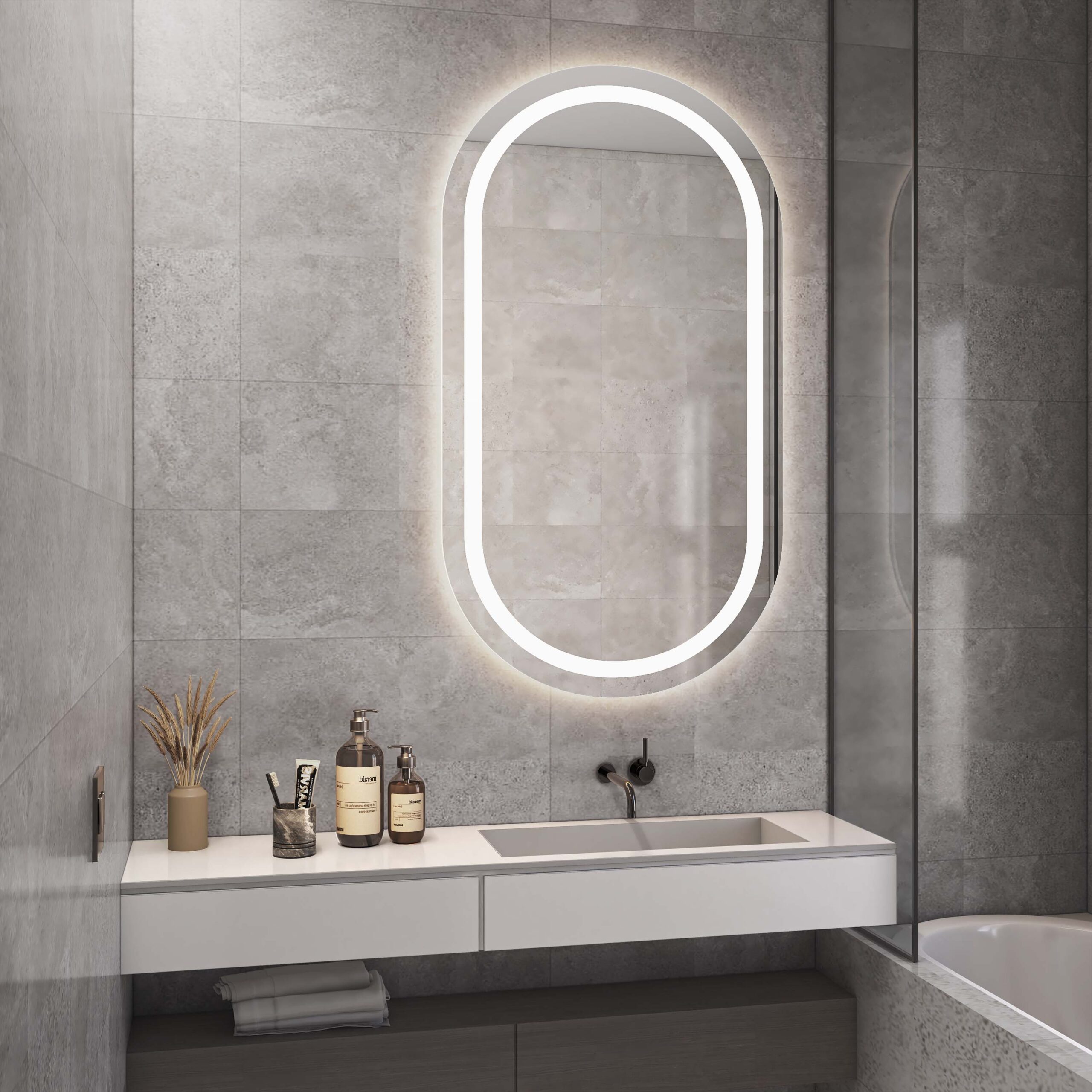 Ovale spiegel met LED Porto OV Glasbestellen.nl