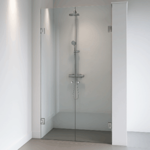 dubbele douchedeur met helder glas en chroom beslag