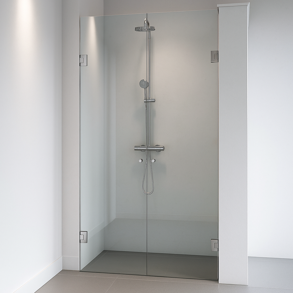 dubbele douchedeur met helder glas en chroom beslag