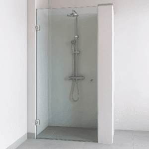 douchedeur met helder glas en chroom beslag