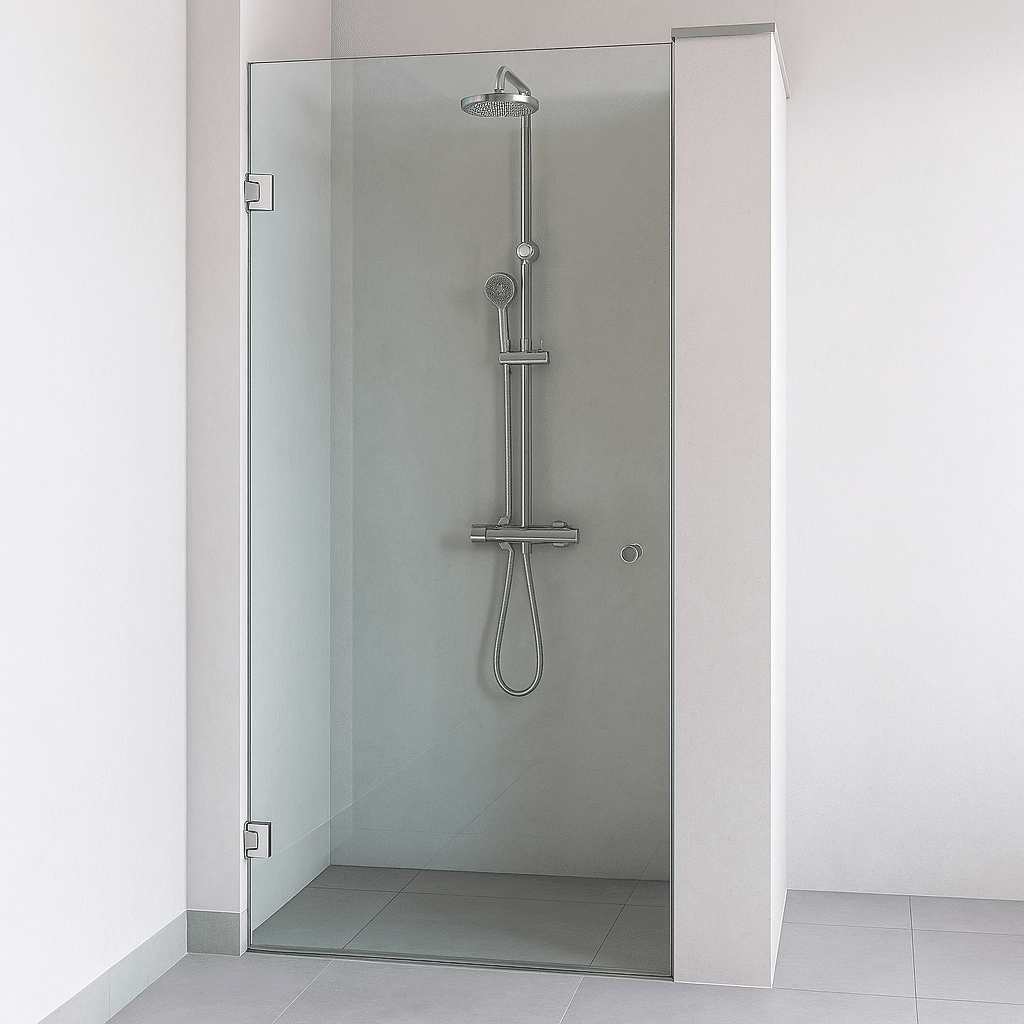 douchedeur met helder glas en chroom beslag