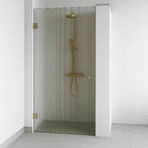 douchedeur met ribbelglas glas en messing beslag